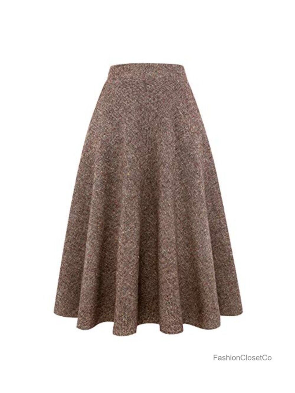 Womens High Waist Plaid A-Line Skirt Wool Blend Maxi with Pockets